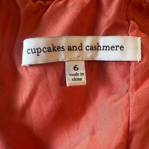 Cupcakes & Cashmere Rudy Crepe Off the Shoulder mini dress persimmon red -6 - Picture 4 of 6